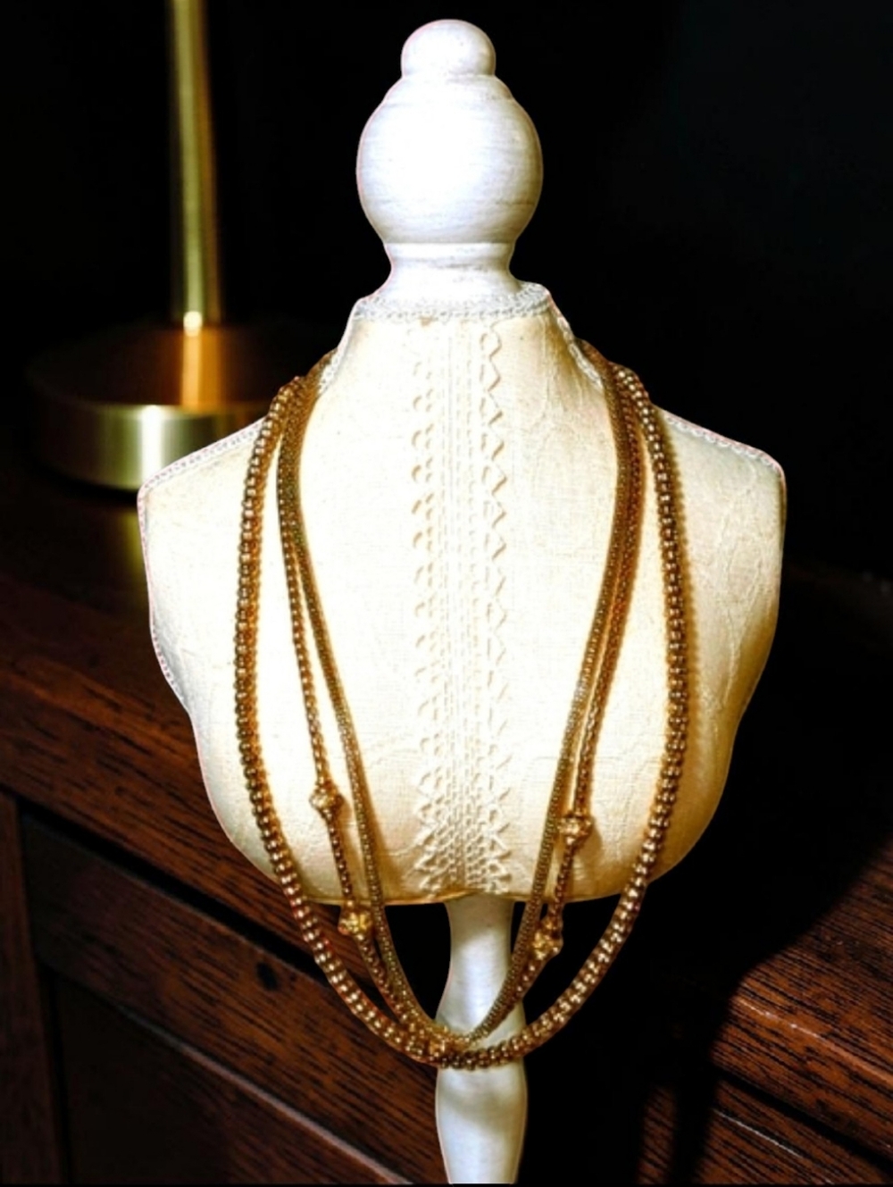Alani Classic Designer Tri-Layered Necklace In Lenox Trinket Dish - Picture 4 of 8